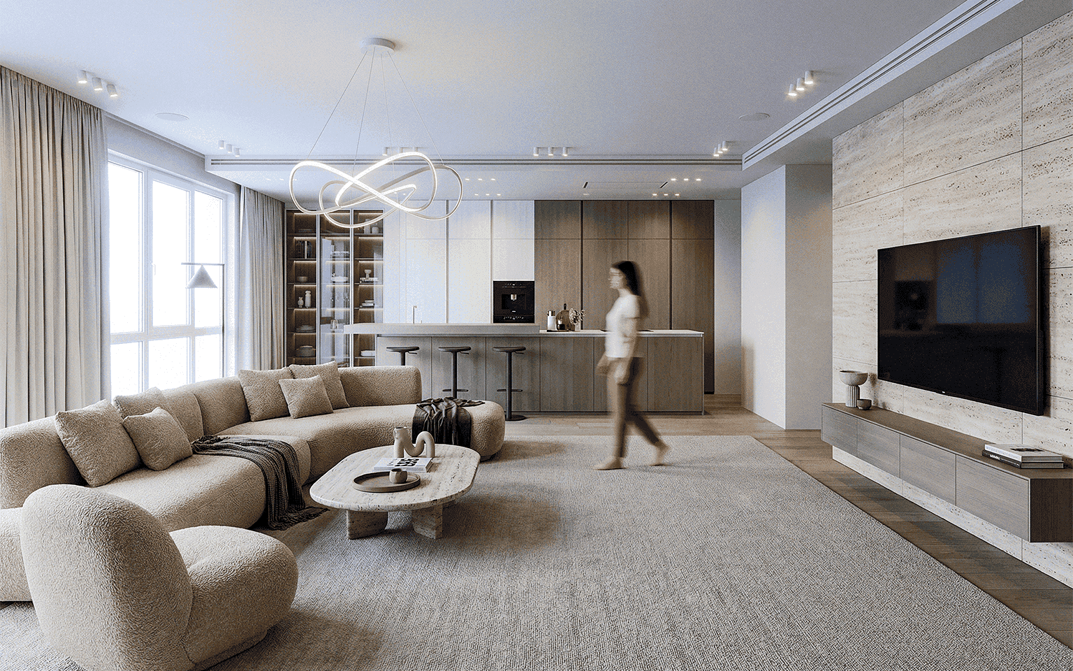 Interior design concept sketch transformed into a client-ready render — dsgnr render