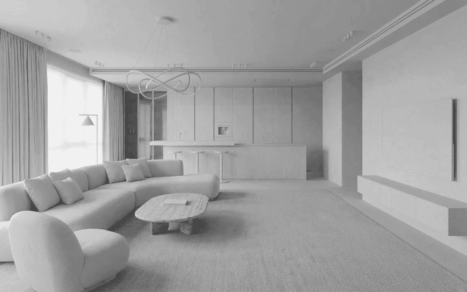 Interior design concept sketch transformed into a client-ready render — concept